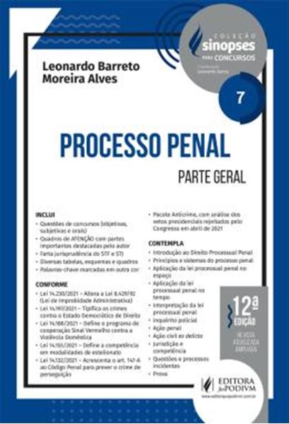 Picture of SINOPSES PARA CONCURSOS - PROCESSO PENAL - PARTE GERAL - VOLUME 7
